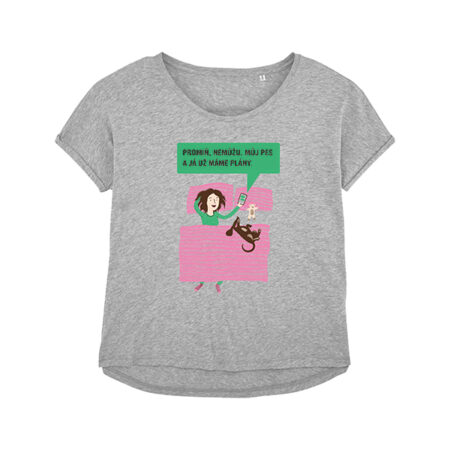 Dogsie šedé volné tričko s krátkým rukávem zepředu