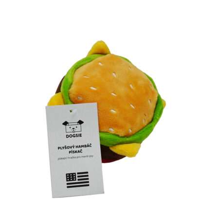 Hračka pro psy - Plyšový hambáč pískač