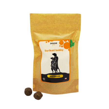 Pamlsek pro psy Dogsie Fair Surikatí bobky - jehněčí kuličky s exotickým ovocem