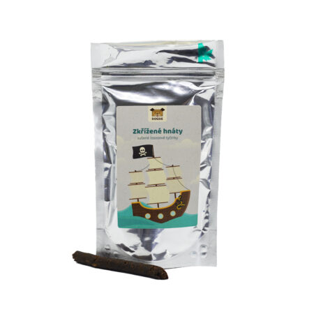 Pamlsek pro psy Zkřížené hnáty - sušené lososové tyčinky